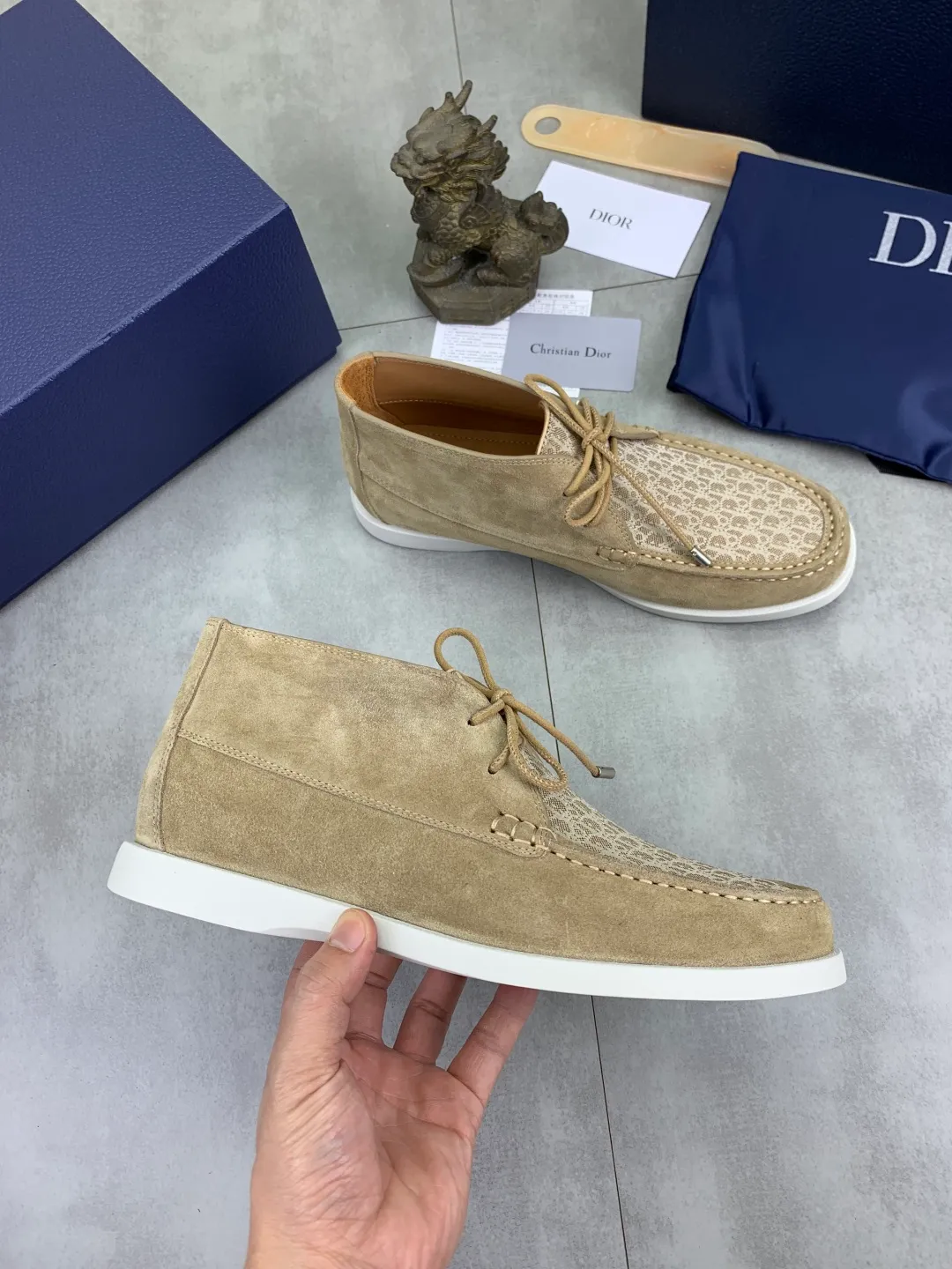 Men's Men's Shoes 💰P580 New Niuli💰High Version 💎💎💎Dior Original! Top Italian purchasing agent! Men's high-top business casual leather shoes, original imported calfskin upper, oiled edges, ultimate texture, gentleman style, imported cowhide lining inside, top-quality original Italian rubber outsole, first-class workmanship, top quality! Size: 39-44 (45 customized)